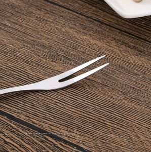 Tenedor de postre, pastel y fruta de acero inoxidable DFF1114, personalizado y en stock para venta al por mayor, con 2 dientes. - Product Image 2