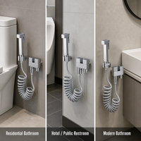 Ensemble de pulvérisateur de bidet haute pression en laiton au design carré, pulvérisateur de toilette Shattaf réglable à main