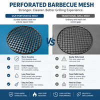 Grille de barbecue perforée à haut débit d'air en acier inoxydable 304 de qualité alimentaire, résistante à la chaleur, durable, avec poignée sécurisée pour la cuisson