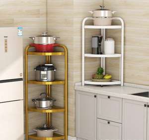 Estante de Almacenamiento Triangular Plegable, para Baño, Cocina, Estante de Almacenamiento para Huecos, sin Perforaciones, Estante de Almacenamiento de Múltiples Niveles - Product Image 1