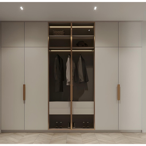 Armoire en bois moderne professionnelle à 6 portes avec cadre en verre bronze, de sol à plafond, couleur blanc crème, <span class=keywords><strong>pour</strong></span> projet de luxe - Product Image 1