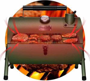 Parrilla Ahumadora Portátil Moderna Mini Tipo Barril Cromada con Termómetro, Encendedor de Pulso y Seguridad contra Llamas para Barbacoa de Carbón - Product Image 4