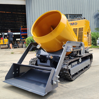 Camion malaxeur à béton sur chenilles de 750 kg, haute performance, taille compacte, moteur EPA, pompe hydraulique, châssis sur chenilles étroit