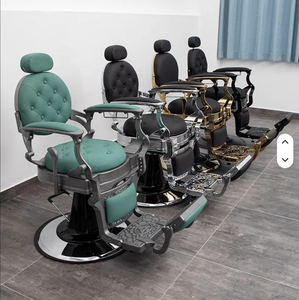 Silla de Barbero Hidráulica Negra con Tapizado, Estructura Metálica, Reposapiés Ajustable, Silla de Peluquería para Salón de Belleza - Product Image 4