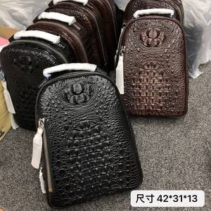 Sac à dos en cuir véritable pour homme, grande capacité 20-35L, fermeture éclair simple, design classique, doublure intérieure en cuir de vache - Product Image 5