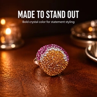 Bague en diamant de couleur orange, bijoux plaqués or blanc sur cuivre, bague tendance en cristal et strass, accessoires de luxe pour femmes