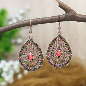Boucles d'oreilles pendantes de style bohème, argent tibétain, turquoise, bijoux de mode pour femmes, cadeau 2024 - Product Image 4