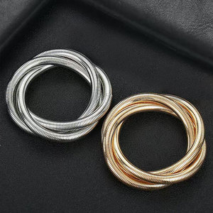 Bracciale a Catena Larga a Serpente Elastico da Donna, Tonalità Oro e Argento, Gioielli Moda Impilabili - Product Image 1