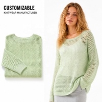 Pull en maille ajouré pour femme, manches chauve-souris, coupe ample et oversize, manches longues, style bohème, printemps-été