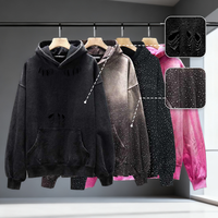 Sweat-shirt à capuche en coton 100% long et ample 420 Gsm avec des larmes en strass de haute qualité personnalisé pour l'hiver Dot Streetwear respirant et écologique