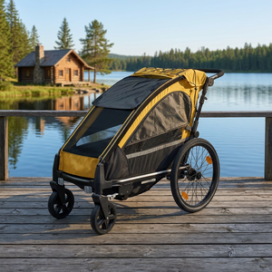 Remorque mobile pour animaux de compagnie en alliage d'aluminium avec fonction de balancement de la queue, suspension indépendante, capacité de charge de 35 kg, convient aux animaux de 30 pouces - Product Image 1