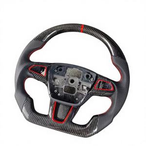Volant de course <span class=keywords><strong>sport</strong></span> personnalisé en fibre de carbone et cuir pour Focus RS ST MK2/<span class=keywords><strong>MK3</strong></span> Série 3 G37 G35 avec surpiqûres rouges - Product Image 2