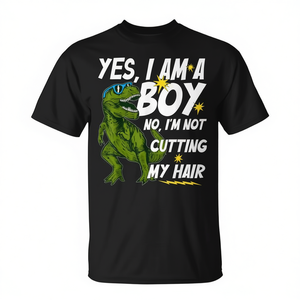 Sí, soy un niño, no me corto el pelo, camiseta de dinosaurio - Product Image 2