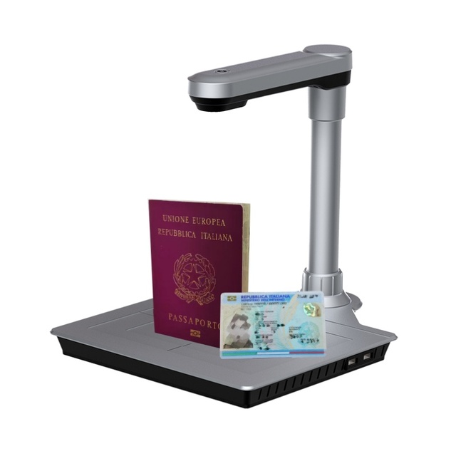 RTS Hotel Portable USB ID Card OCR Passport Scanner A4 Business Bank Office Document Reader with Hard Pad in Stock