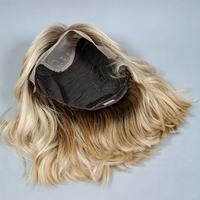 Perruque Lace Front Blonde Balayage Cheveux Humains Longueur Épaule Style Ondulé Raie Latérale Naturelle Pré-Pluckée pour Femmes