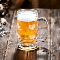 Gobelet à jus carré de grande capacité 380 ml - Verre à bière transparent épaissi avec poignée pour bar et usage domestique
