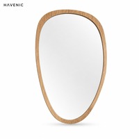Miroir de salle de bain mural en bois de style américain rétro et nostalgique pour coiffeuse/maquillage, design décoratif de forme irrégulière