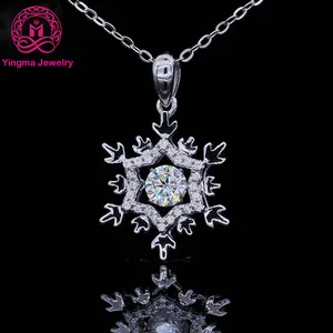 Yingma תליון שרשרת moissanite 0.5ct VVS D כיתה עגול צורת סטרלינג כסף 925 נע moissanite שרשרת לנשים