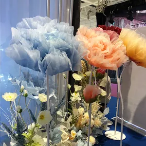 Q125 Hot Sale Wedding Props Automatic Giant Flower Electric Open And Close Flower Wedding Decoration Artificial Organza Flower