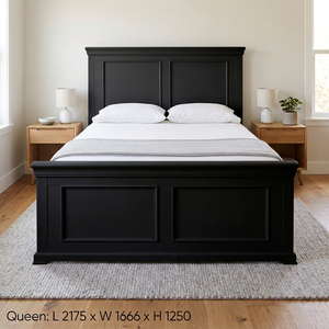 Classic Queen Wooden <b>Bed</b> <b>Frame</b> with Radiata & MDF Panel for Hotel Interiors (White/Black) - Product Image 6
