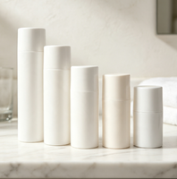 Botella de Plástico PP Blanca con Bomba Airless de 30ml, 50ml, 80ml, 100ml, 120ml, 150ml, Redonda y Cilíndrica para Lociones y Cremas, Envase para Productos de Cuidado de la Piel