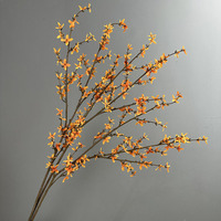 Fleurs de jasmin artificielles en soie jaune de haute qualité, aspect doré, nouvelle feuillage décoratif, plante florale artificielle