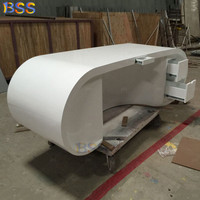 Beau mobilier de bureau Design de table en Corian Glacier White Boss Prix Grande table de bureau blanche à haute brillance pour PDG