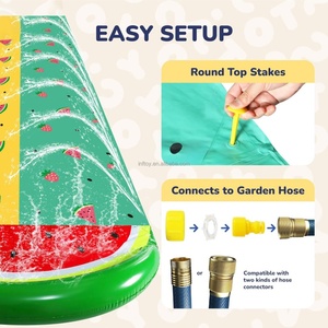 Tapis de jeu aquatique gonflable pour jardin, toboggan aquatique en forme de fruit, jouet d'été à pulvérisation d'eau, tapis de jeu extérieur pour gazon, toboggan aquatique pastèque - Product Image 1