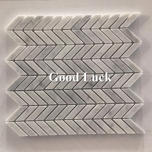 GGL <span class=keywords><strong>Stone</strong></span> Classic Carrara White Herringbone Tiles Modern Design 10mm Espessura para Quarto Cozinha Banheiro Decoração Do Hotel - Product Image 4