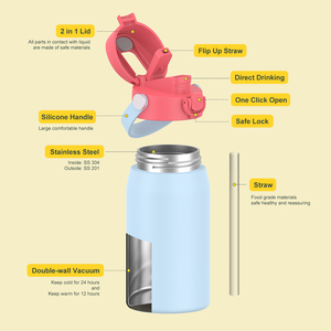 Portable Easy To Carry <b>Double</b> <b>Wall</b> Stainless Steel Vacuum Insulated Leak-proof Water Bottle Thermal Insulation For Back School - Product Image 3