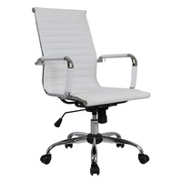 Chaise de bureau ergonomique moderne et minimaliste de style simple, avec base en acier, pivotante, en cuir, pour invités, personnel et cadres