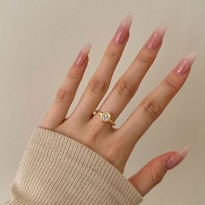 Dylam Exquisite Classic Design Fine Jewelry Brushed Surface Sterling <b>Silver</b> <b>Solitaire</b> Diamond Oval 5A Zirconia Wedding <b>Rings</b> - Product Image 5