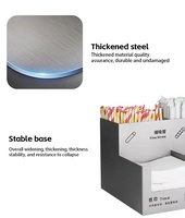 Accessoires pour café - Boîte de rangement empilable multifonction en acier inoxydable - Six compartiments pour vaisselle, porte-gobelets, papier