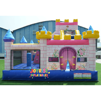 Château gonflable pour enfants avec toboggan, petit parc gonflable rose, matériau PVC commercial, capacité de 500 kg, installation facile