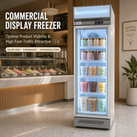 Congélateur commercial pour crème glacée homologué ETL -24°C, vitrine verticale à porte vitrée pour le marché américain