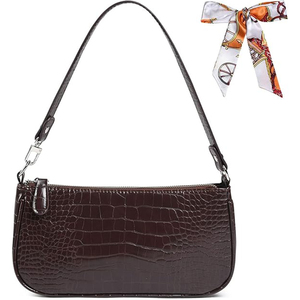 Women's Vintage Retro Mini Crossbody Shoulder <strong>Bag</strong> Crocodile Pattern Soft PU Leather Nylon Lining Chain Strap Buckle Closure - Product Image 1