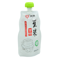 Pochette souple personnalisée de 380 ml avec bec verseur, qualité alimentaire, pour lait de soja et autres boissons liquides