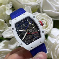 Montre mécanique automatique à cadran ajouré, boîtier tonneau léger, montre-bracelet sport