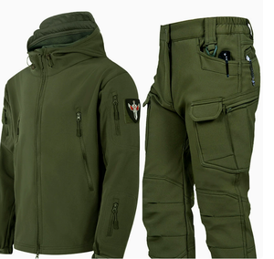 Combinaison de randonnée pour <span class=keywords><strong>homme</strong></span>, en softshell, doublée de polaire, chaude, décontractée, avec pantalon et veste rembourrés en velours, imperméable - Product Image 2