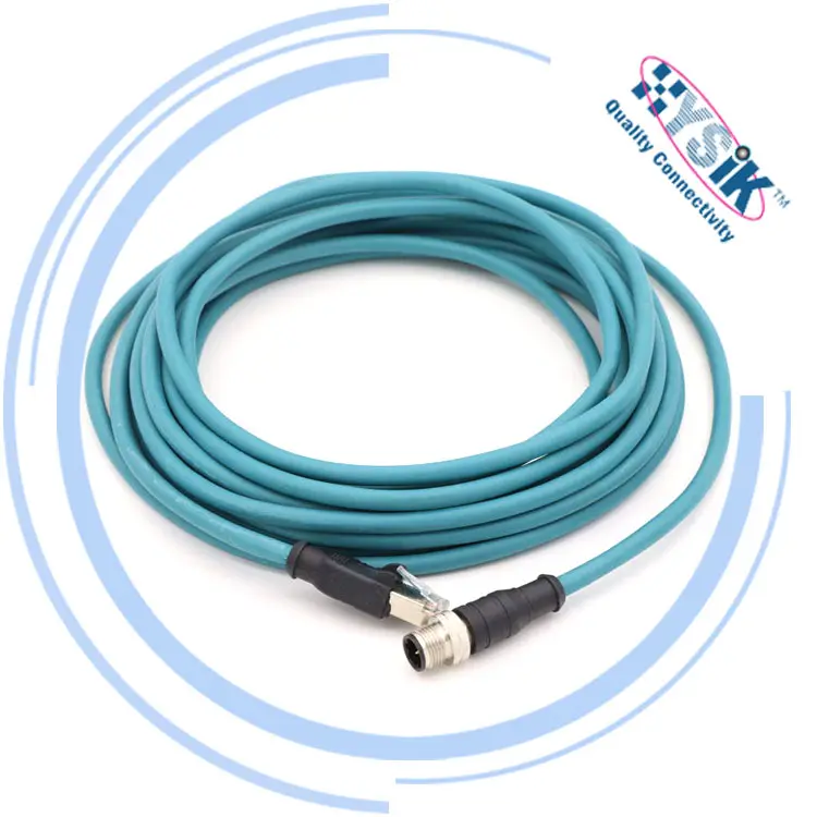 สายเคเบิลอีเทอร์เน็ต M12 x 8ขาตัวผู้ไปยังปลั๊ก RJ45 CAT 6 S /ftp PATCH CORD PUR 10M