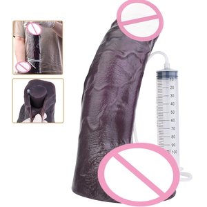 Dildo de silicona suave de doble capa de 12.4 pulgadas, pene grueso con ventosa, juguete sexual realista con eyaculación para uso anal y vaginal. - Product Image 1