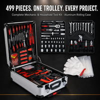Kit d'outils à main pour garage et atelier mécanique, 499 pièces, en alliage d'aluminium avec coffret rigide, tous les outils essentiels, OEM