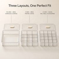 Boîte de rangement empilable en plastique transparent avec couvercle et compartiments divisés pour sous-vêtements, chaussettes, soutiens-gorge, armoire, placard