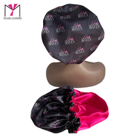 Bonnet en satin personnalisé MUYANG avec logo pour cheveux bouclés, vente en gros, grand imprimé africain, double couche réversible