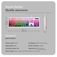 SC703 USB Wired Gaming Keyboard New Transparent & Vibrant RGB Backlit Dual Use for E-Sports & Office Work