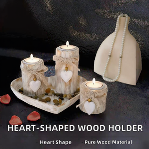 Wooden <b>Candle</b> Holder Heart-Shaped Stand Tall/Large Size Digital Printing Valentine's Day Party Gatherings Children's Day <b>Gift</b> - Product Image 2