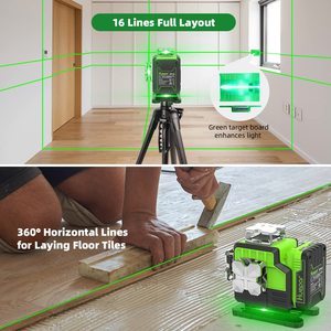 Nivel Láser Huepar <span class=keywords><strong>P04CG</strong></span> 4D de 16 Líneas con Haz Verde de 360 Grados y Autonivelación Cruzada - Product Image 6