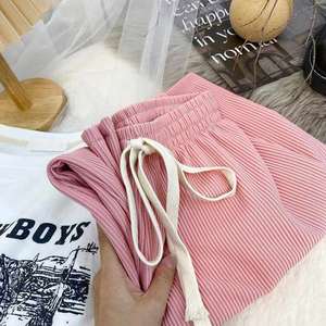 Nouveau pantalon large femme printemps-été taille haute à plis tombants décontracté coupe droite ample avec cordon de serrage - Product Image 5