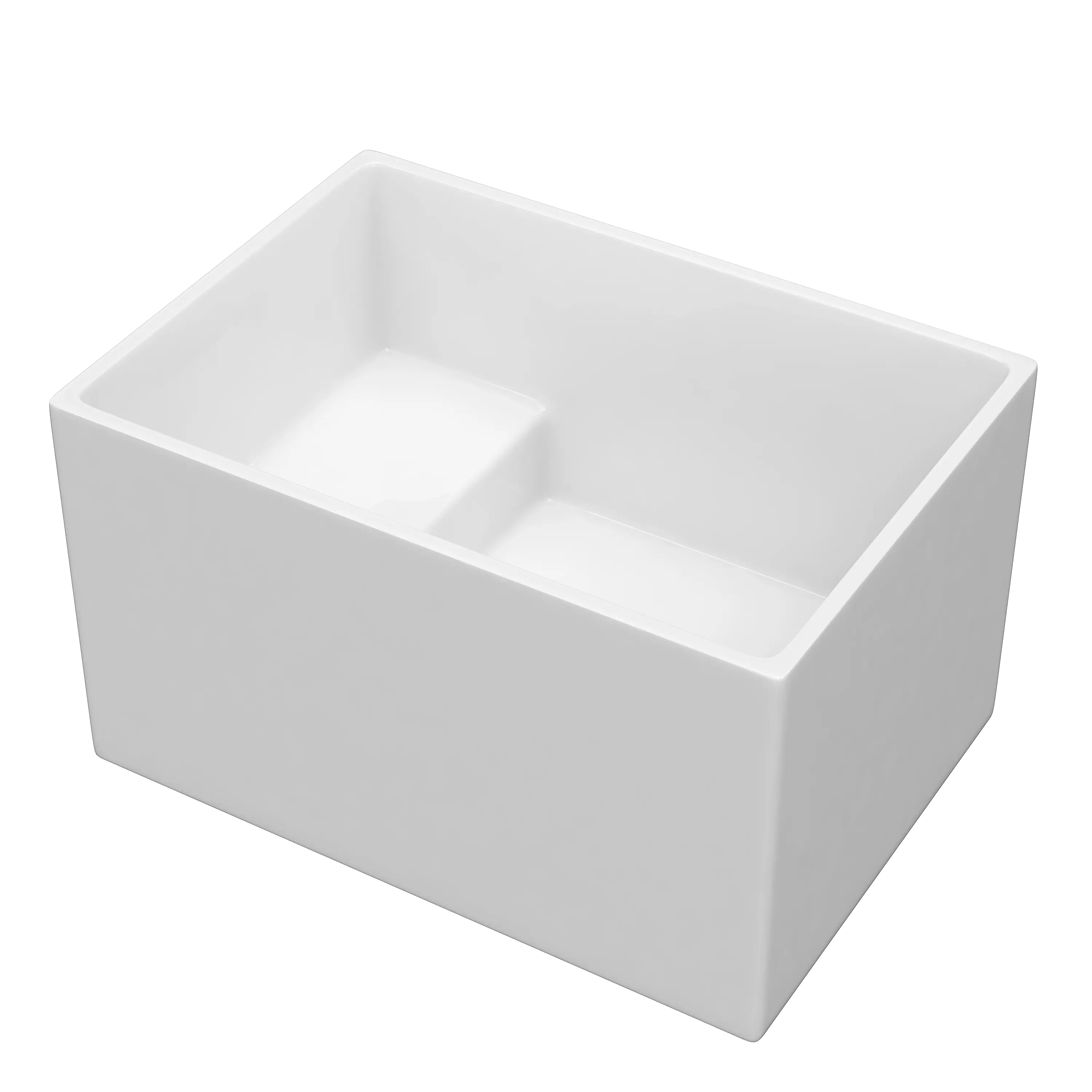 small cheap white freestanding bath tub with seat