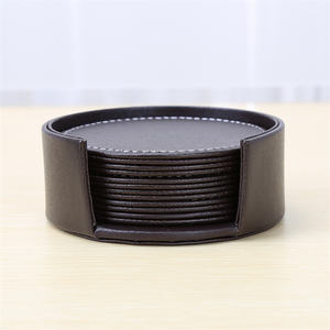 ชุดที่รองแก้วหนังแท้6ชิ้นแผ่นรองแก้วสี่<span class=keywords><strong>เหลี่ยม</strong></span>กันน้ำได้กล่องเก็บของของขวัญทางธุรกิจส่งเสริมการขาย - Product Image 3